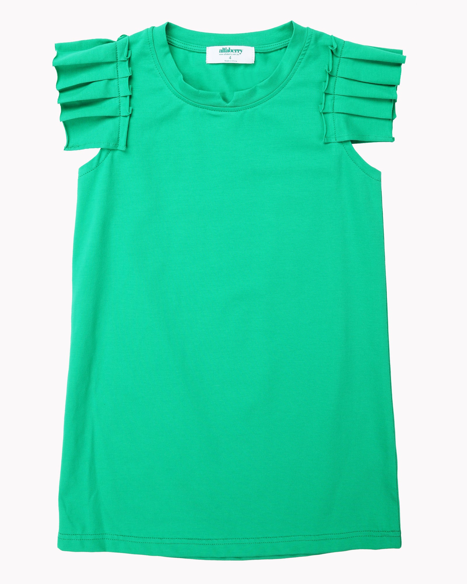 Pleated Sleeve Dress In Emerald Front