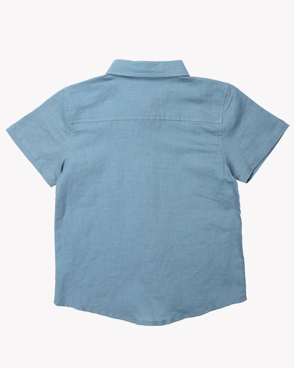Classic Linen Shirt In Steel Blue Back