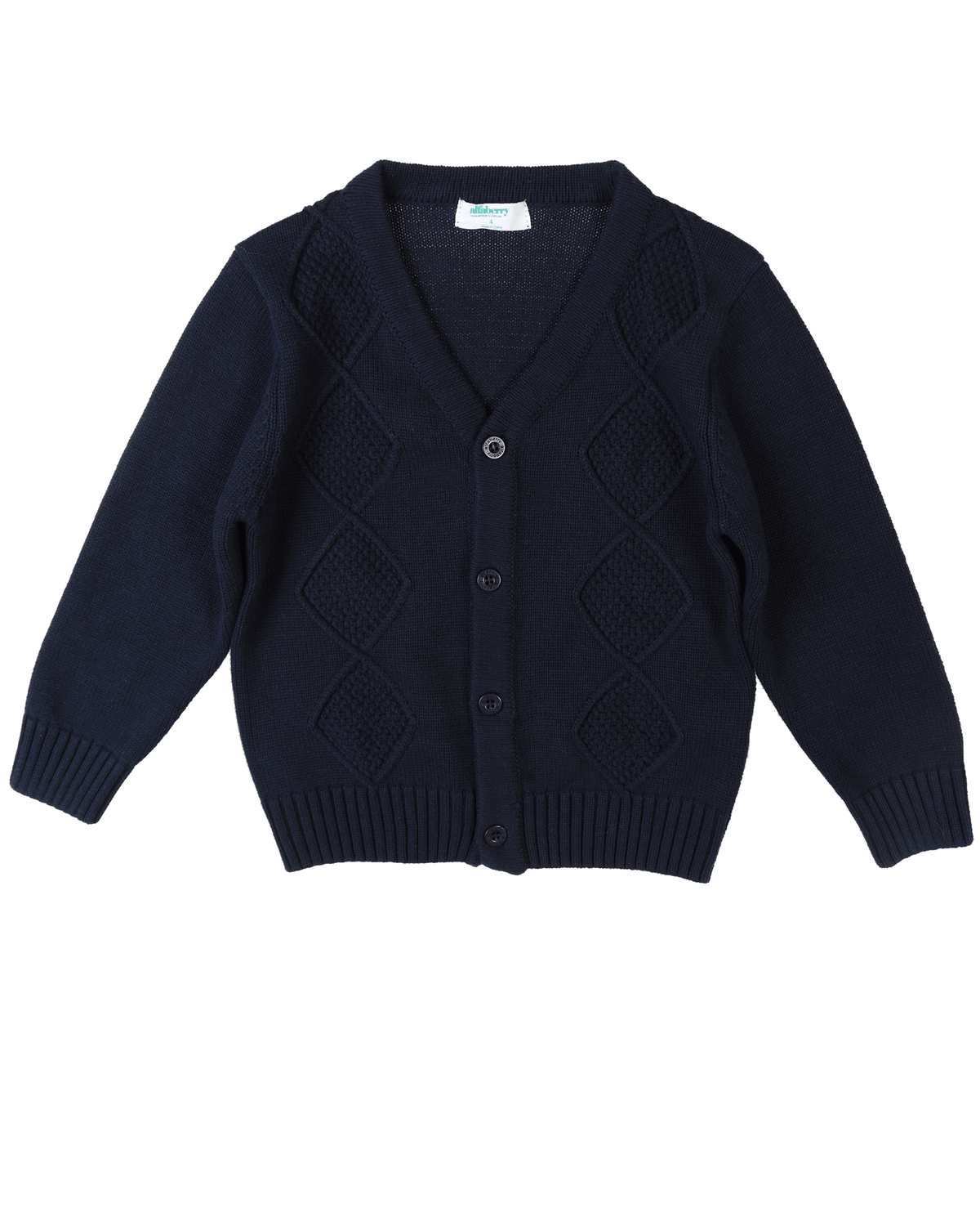 Cable Knit Cardi Navy Front