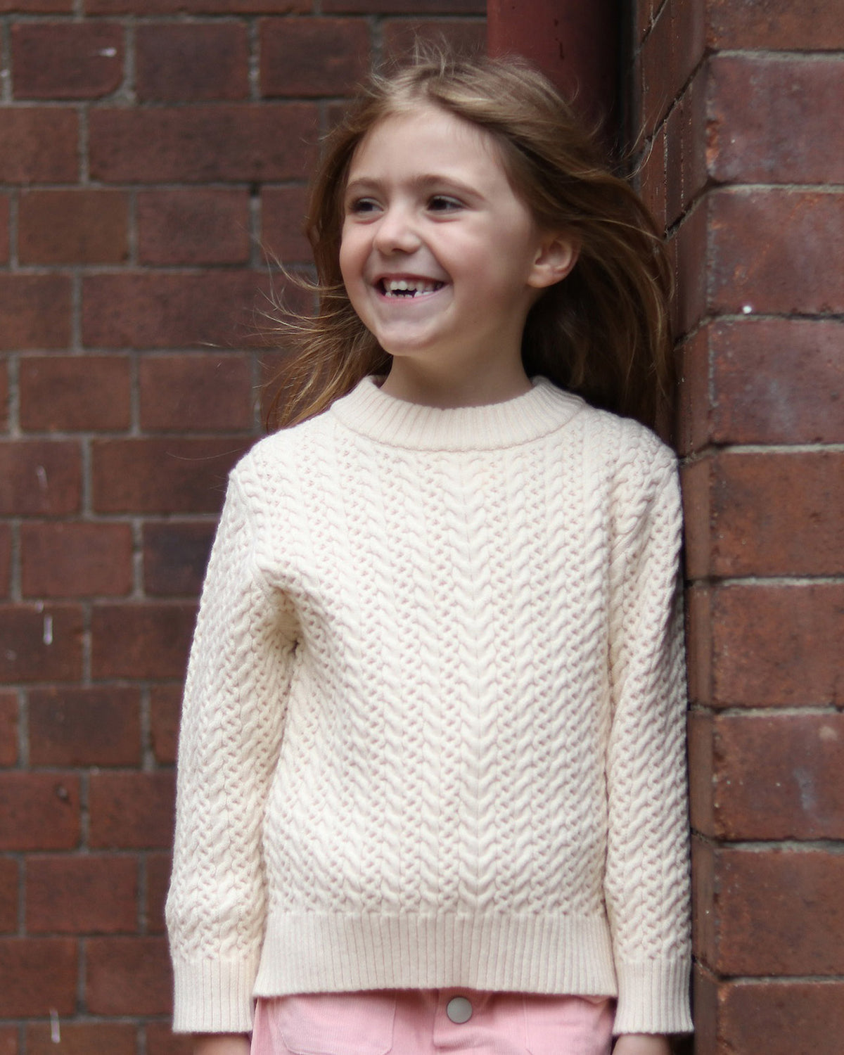 Crew Cable Knit Jumper in Cream