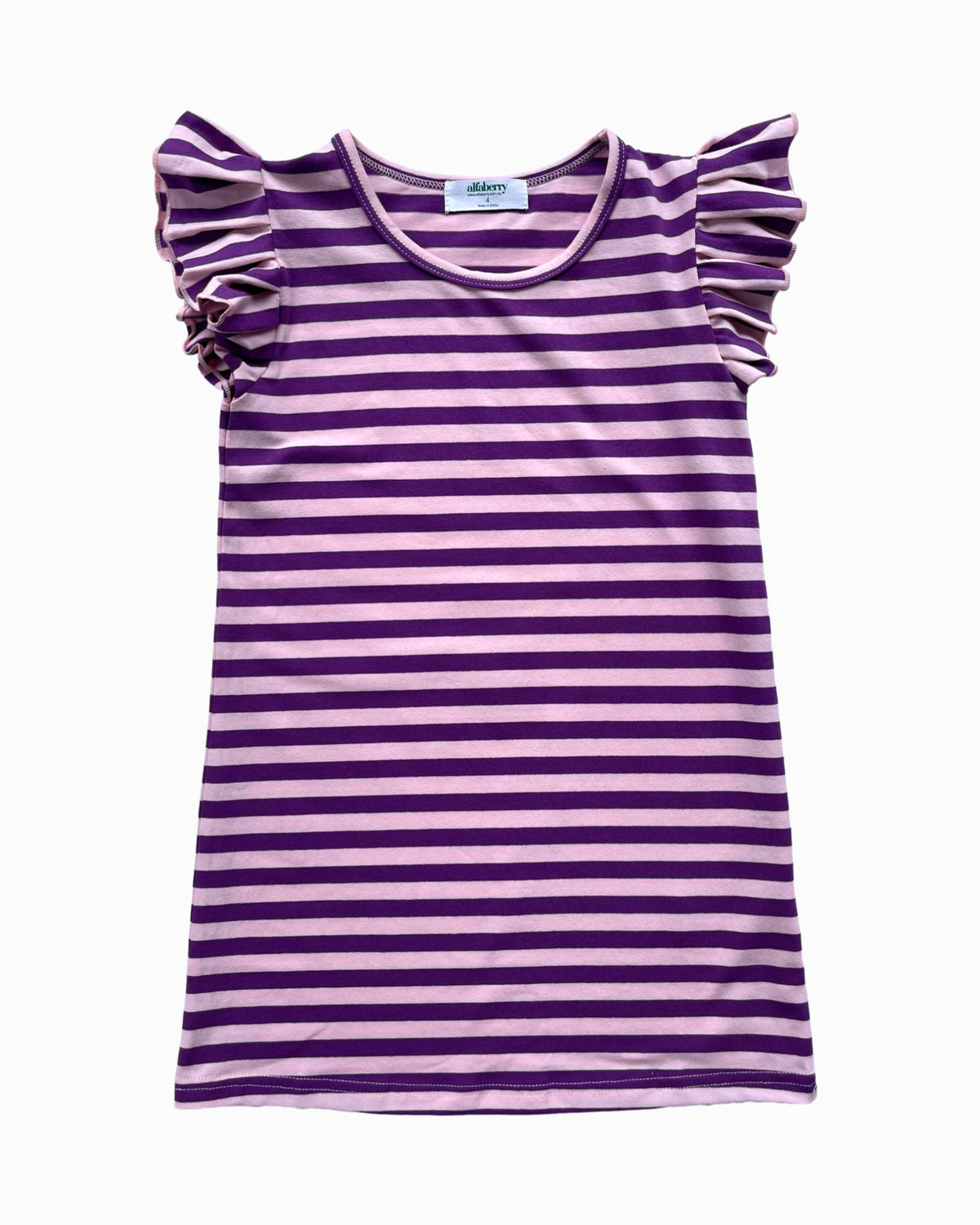 Flutter T-Shirt Dress in Purple and Pink Stripes