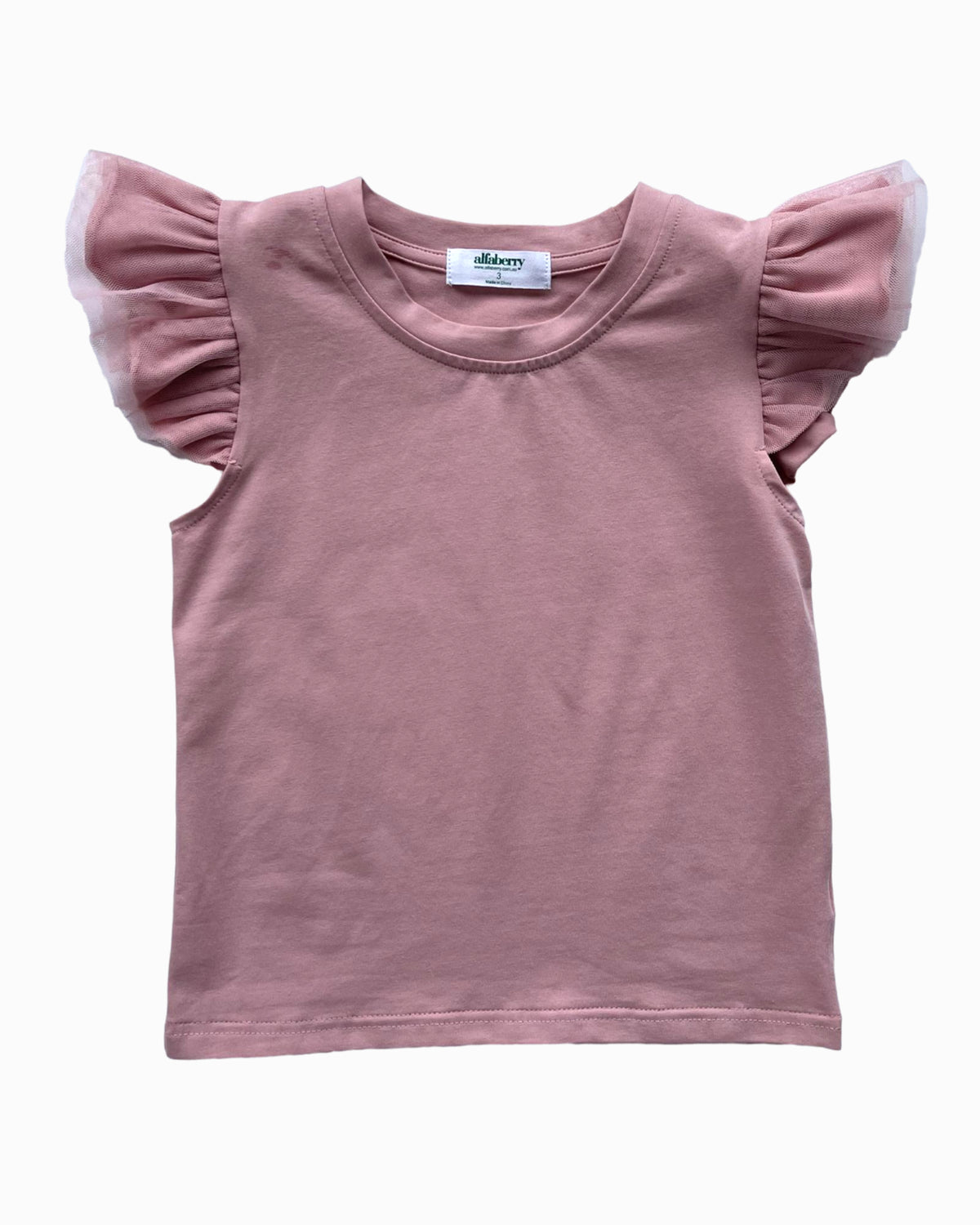 Tulle Sleeve Top in Dusty Pink