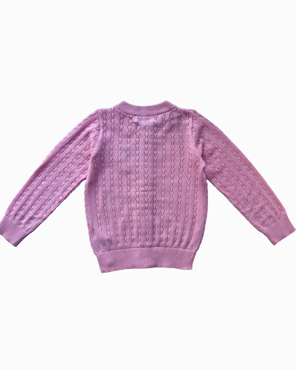 Classic Pointelle Girls Cardigan in Pale Pink