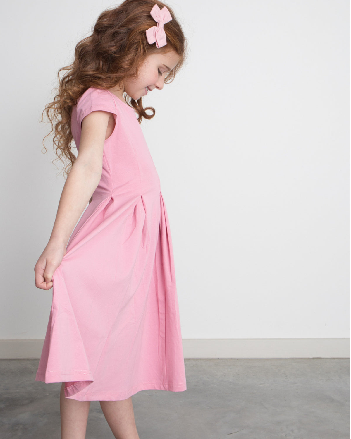 Maxi Dress with Cap Sleeves in Rose