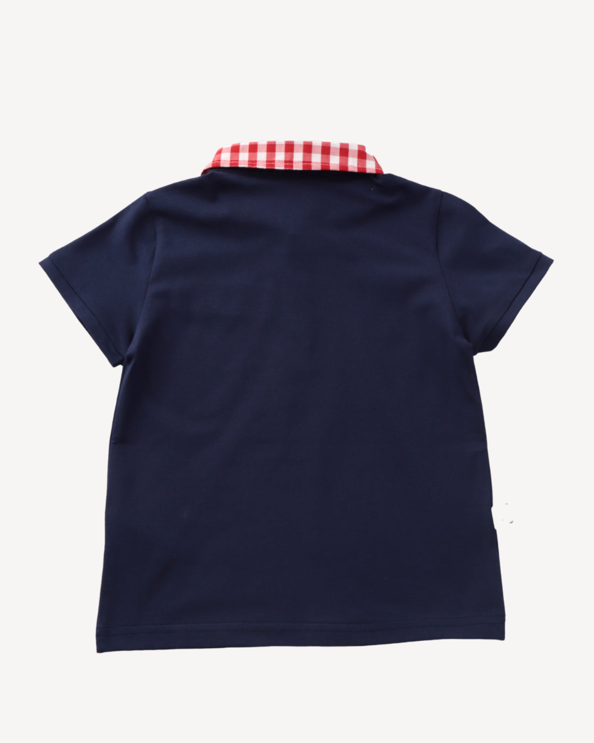 Red Gingham Trim Polo Tee In Navy