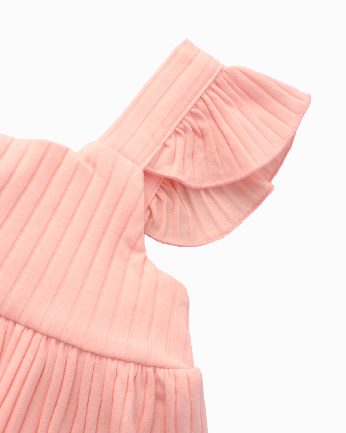 Ribbed Flutter Dress and Bloomers Set in Pink