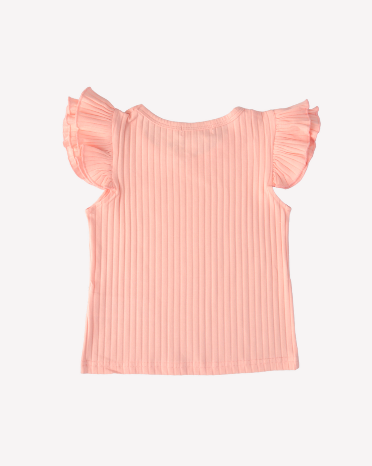 Ribbed Full Flutter Top in Peachy Pink