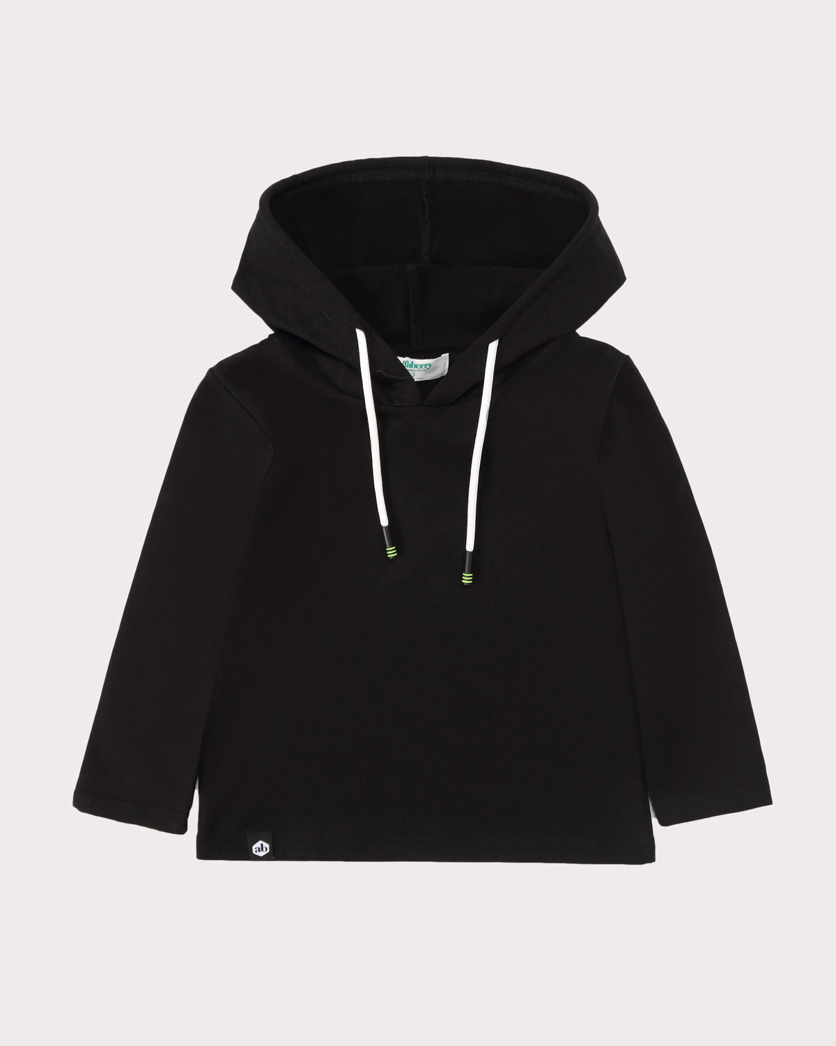 Long Sleeve Layering Hoodie Black Front Font