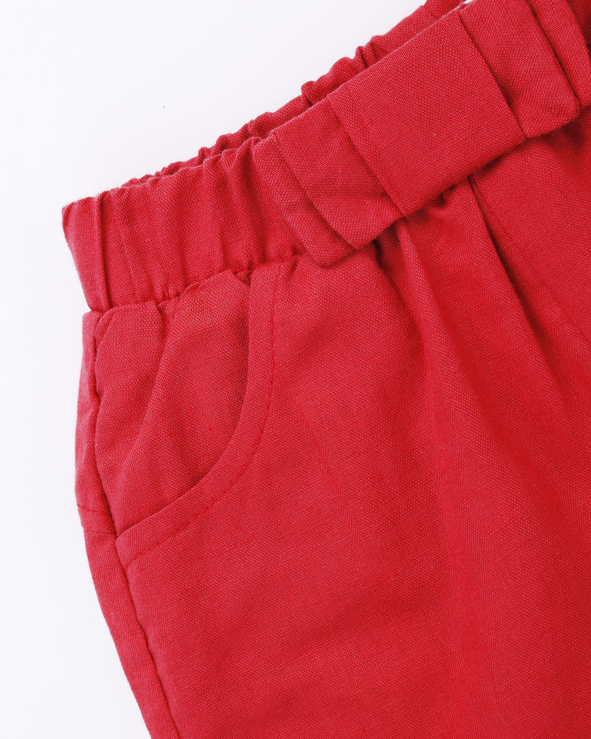 Linen Dress Short in Red