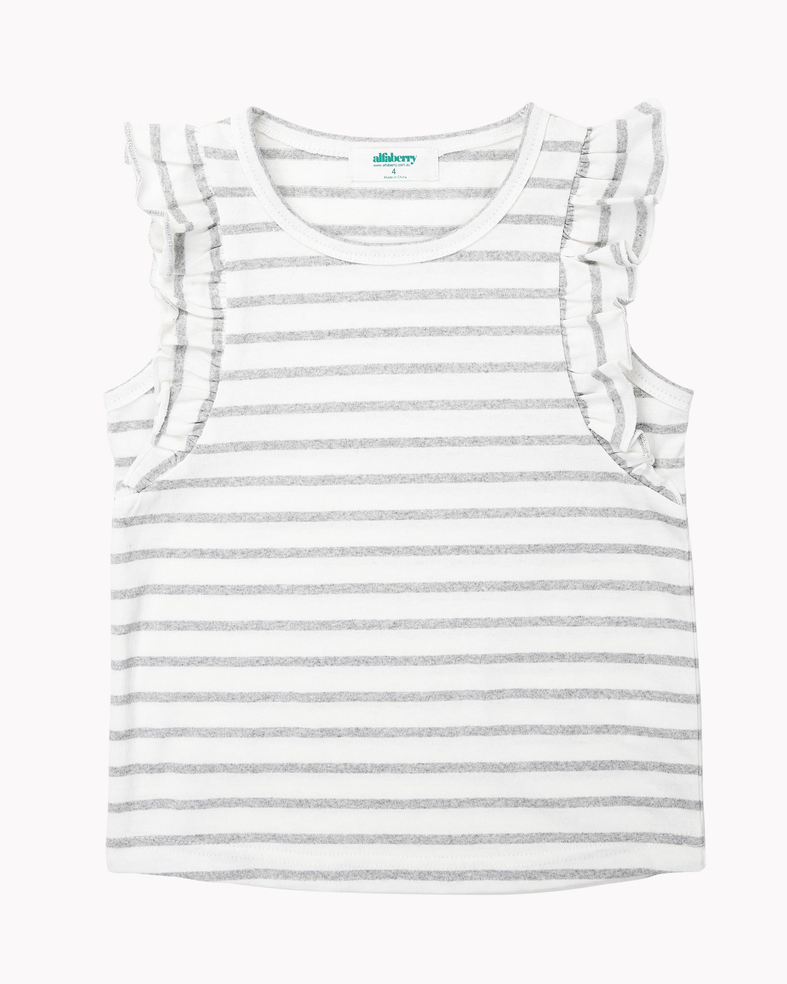 Flutter Tee In Grey Stripes Front