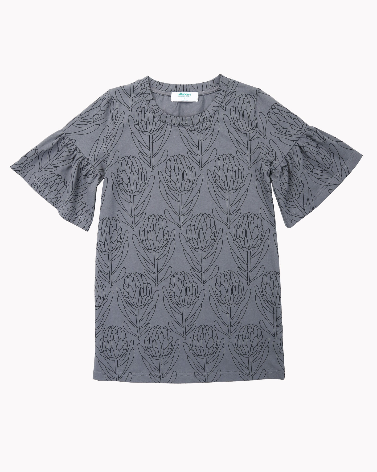 Waratah Tee Dress In Charcoal Front