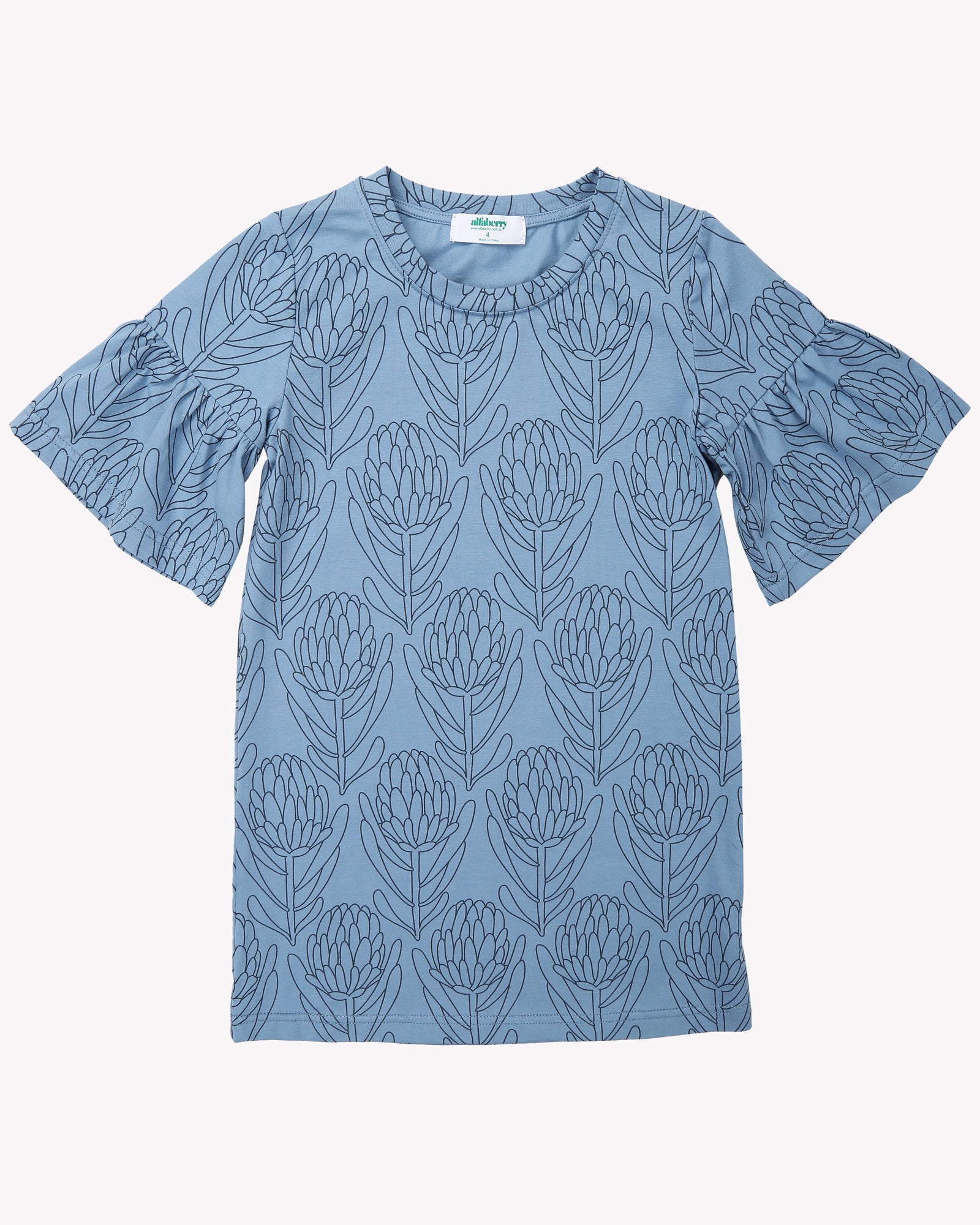 Waratah Tee Dress In Blue Front