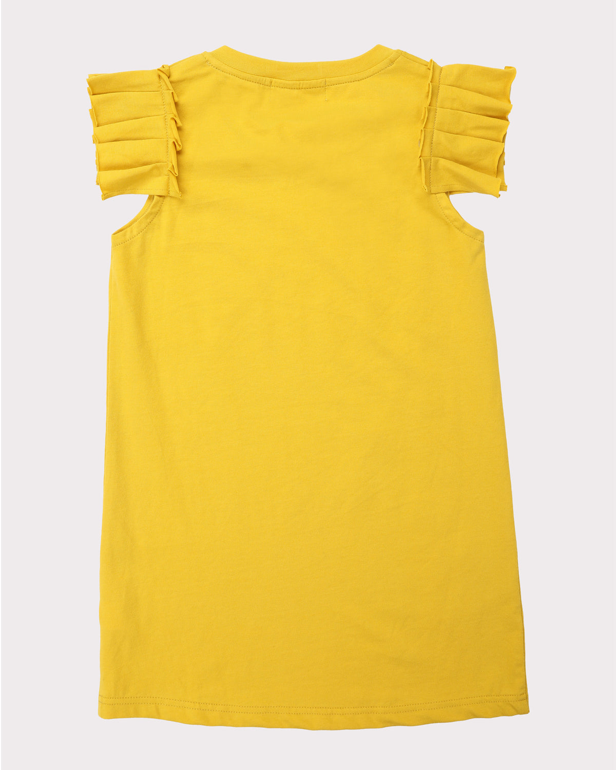 Pleated Sleeve Dress In Mustard Back