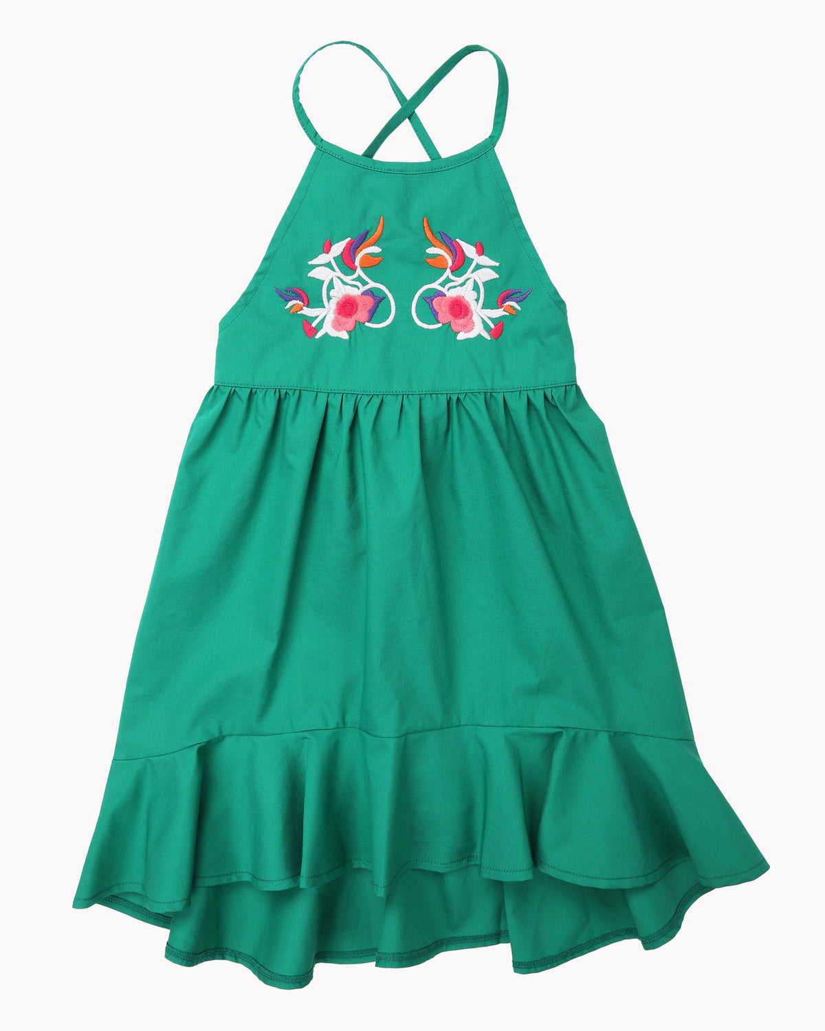 Sasha Embroidery Dress In Emerald Front