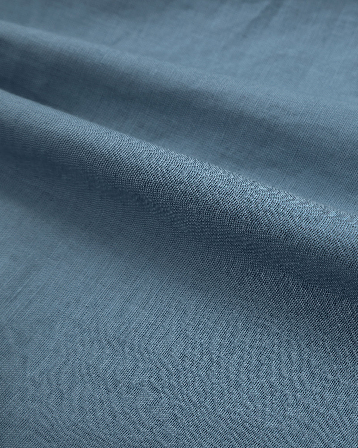 Classic Linen Shirt In Steel Blue Detail