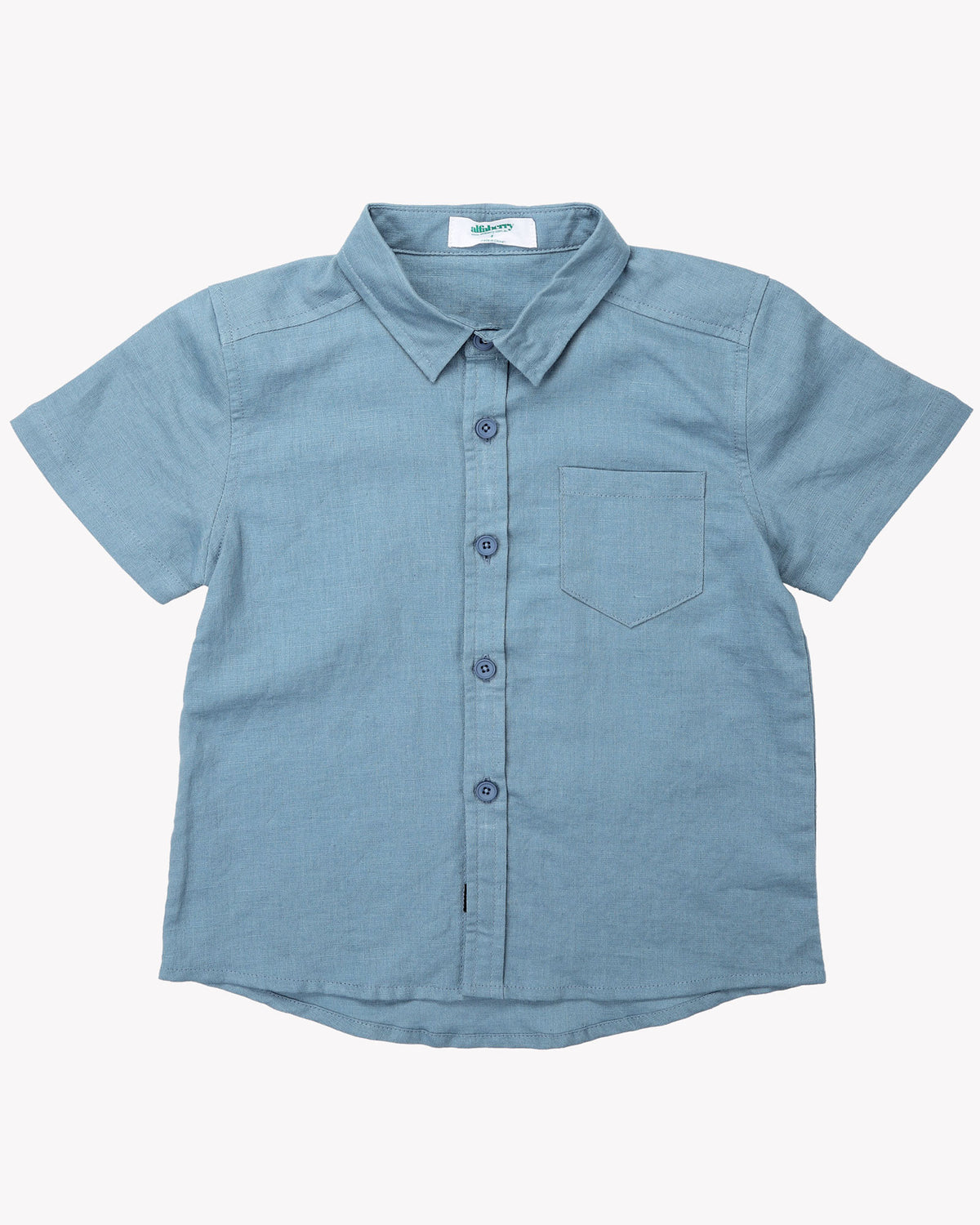 Classic Linen Shirt In Steel Blue Front