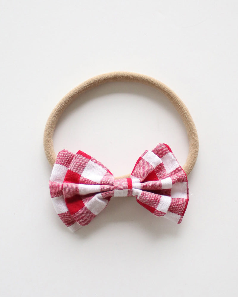 Soft Baby Headband in Red Gingham