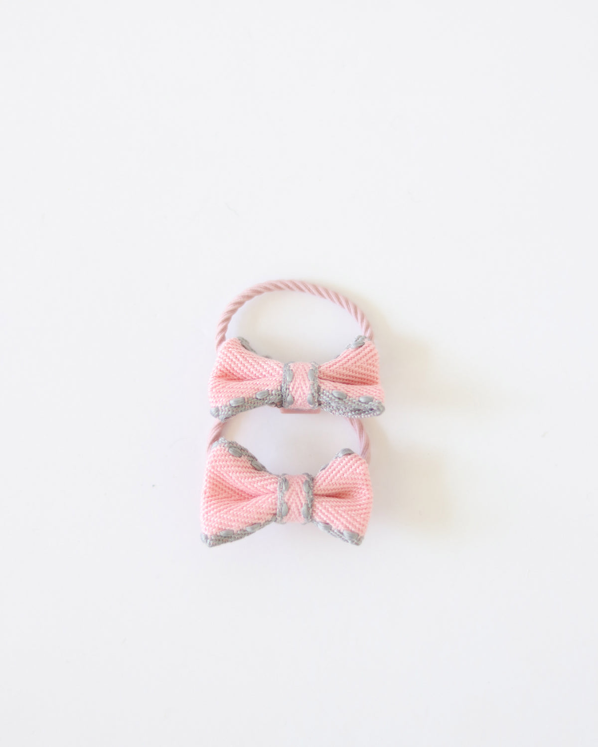 Hair Tie - Mini Fabric Bow (Pair)