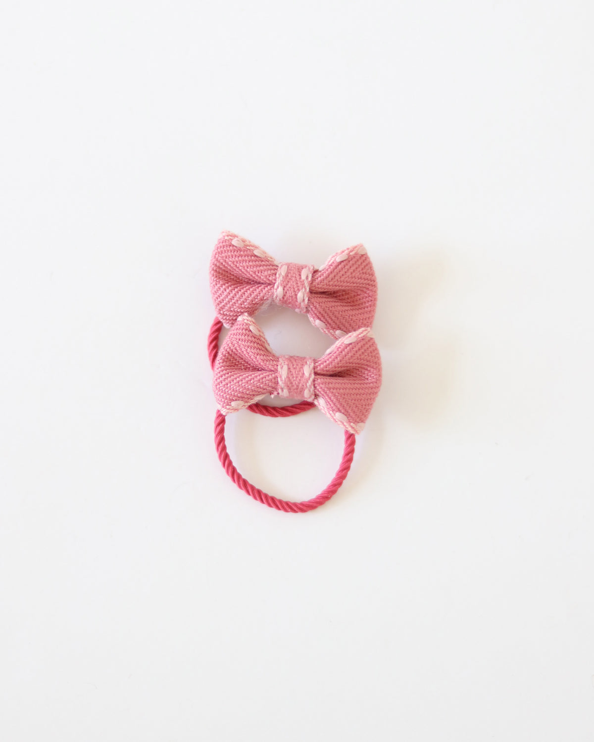 Hair Tie - Mini Fabric Bow (Pair)