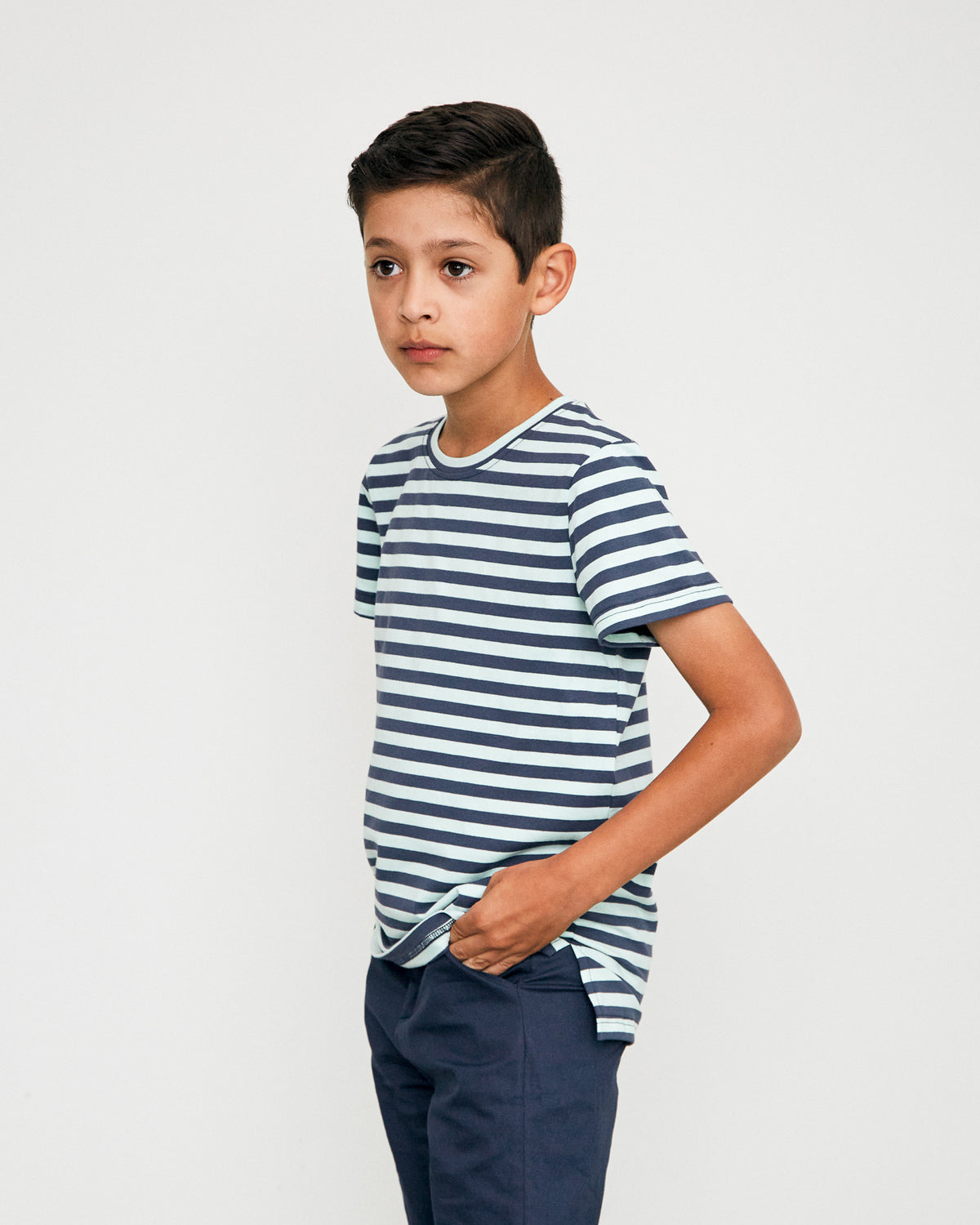 Buddy Tall Tee in Navy and Blue Stripe