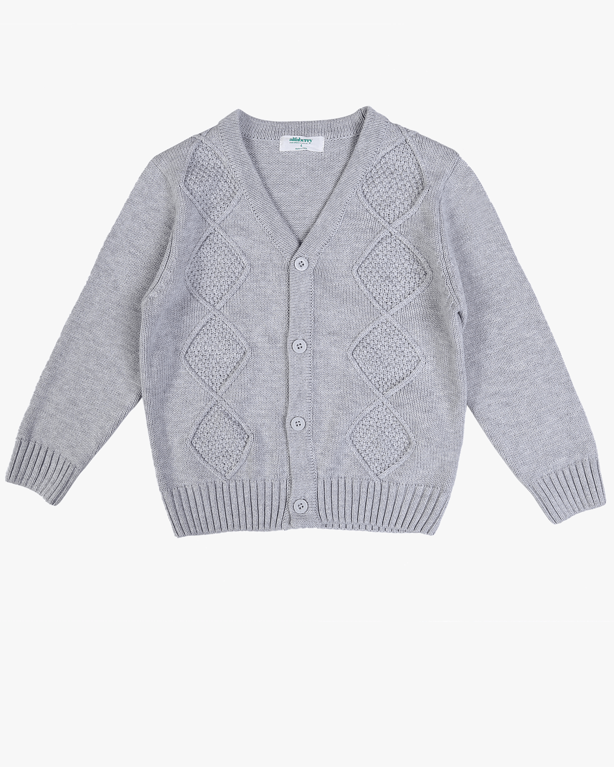 Cable Knit Cardi Grey Front