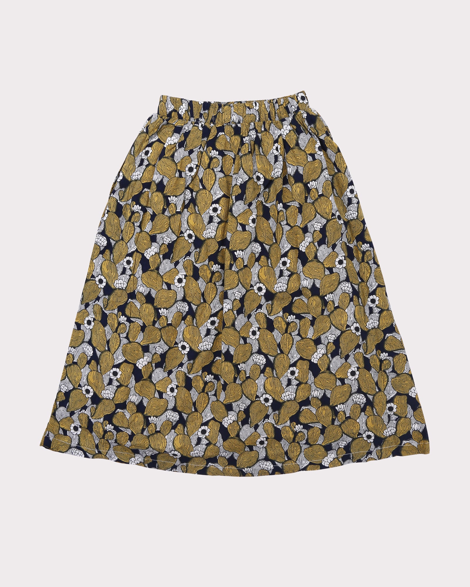 Cactus Floral Maxi Skirt in Mustard front