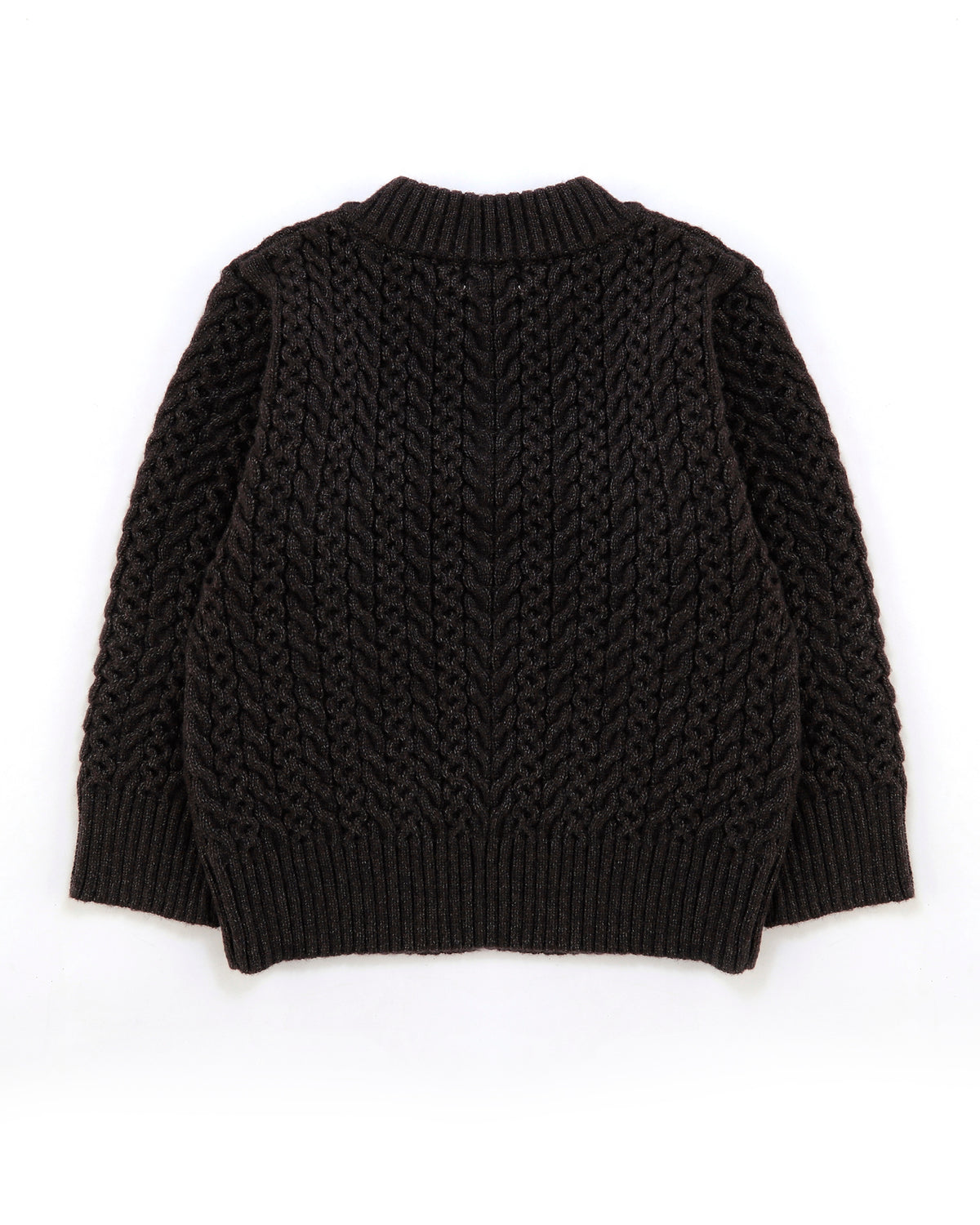 Crew Cable Knit Jumper In Charcoal Back