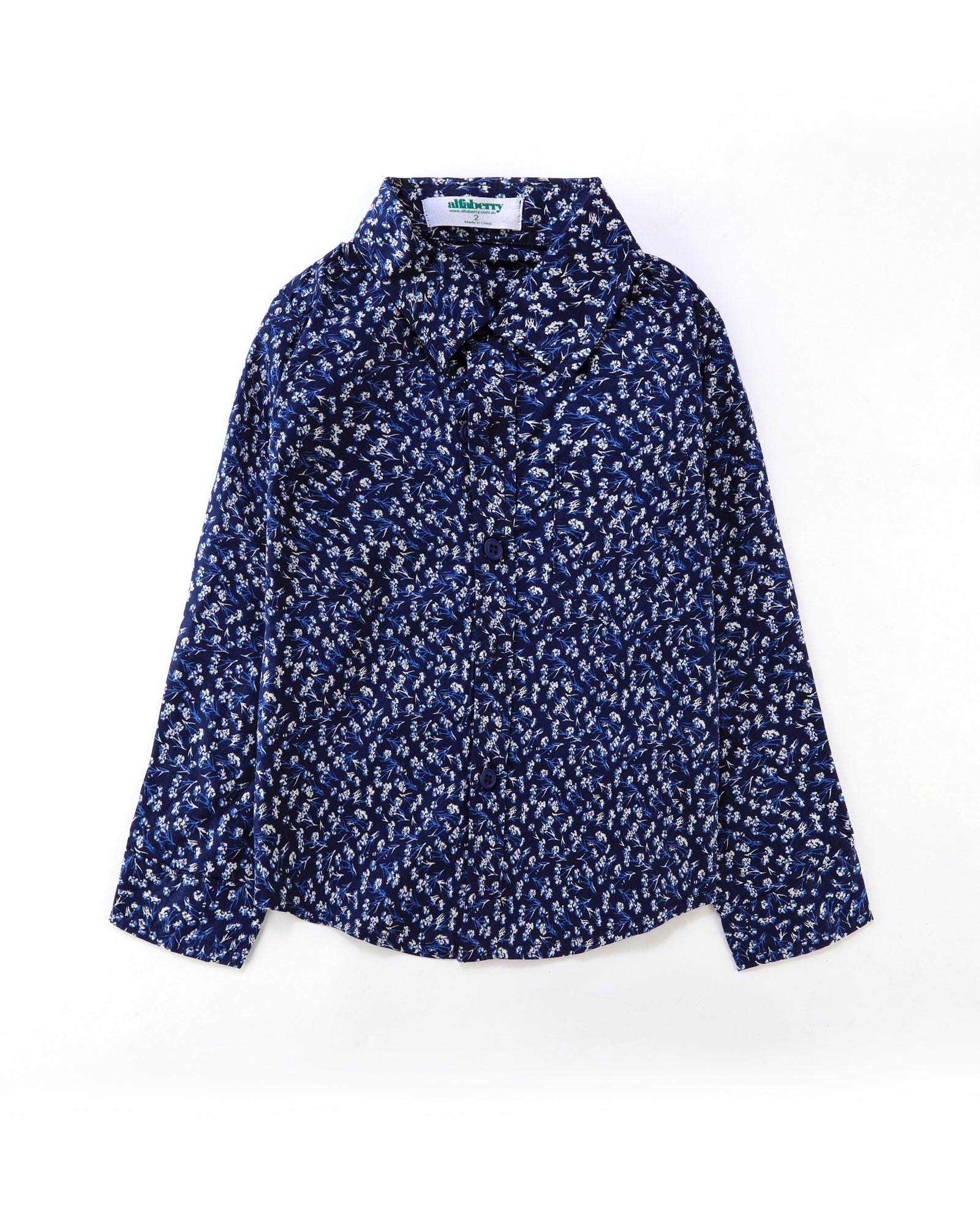 Floral Confetti Long Sleeve Shirt in Navy Front