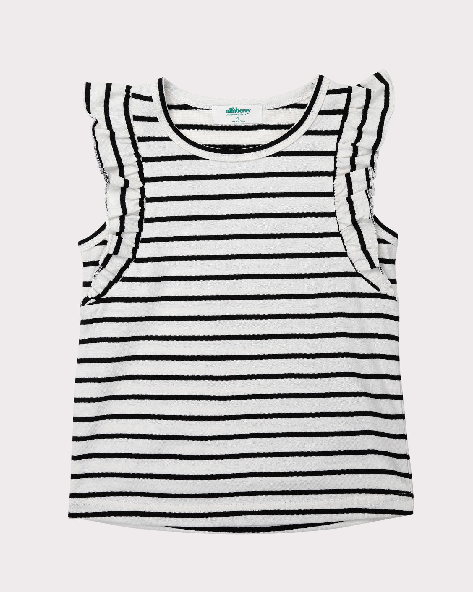 Flutter Tee In Black Stripes Front