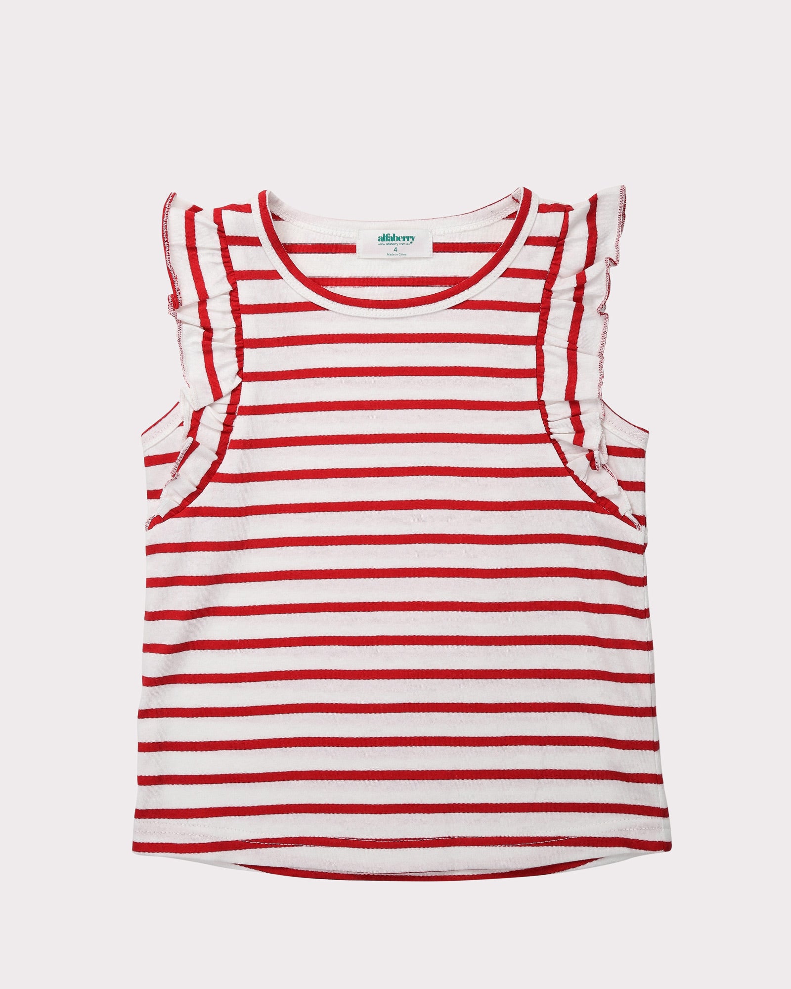 Flutter Tee In Red Stripes Front
