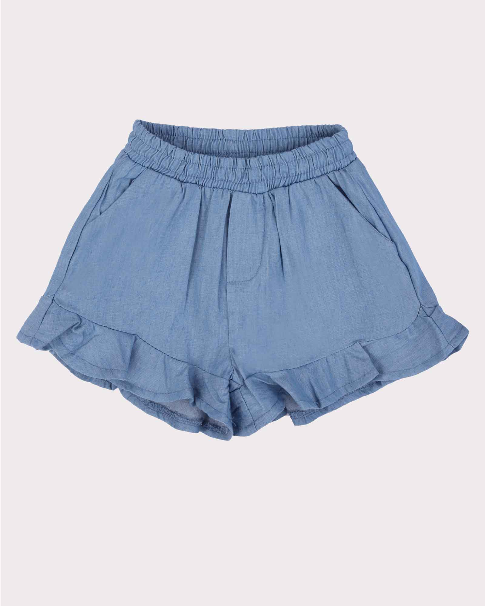 Frill Short in Chambray Front
