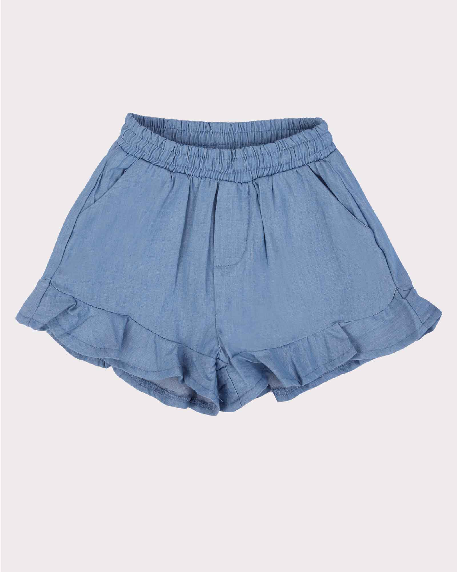 Frill Short in Chambray Front