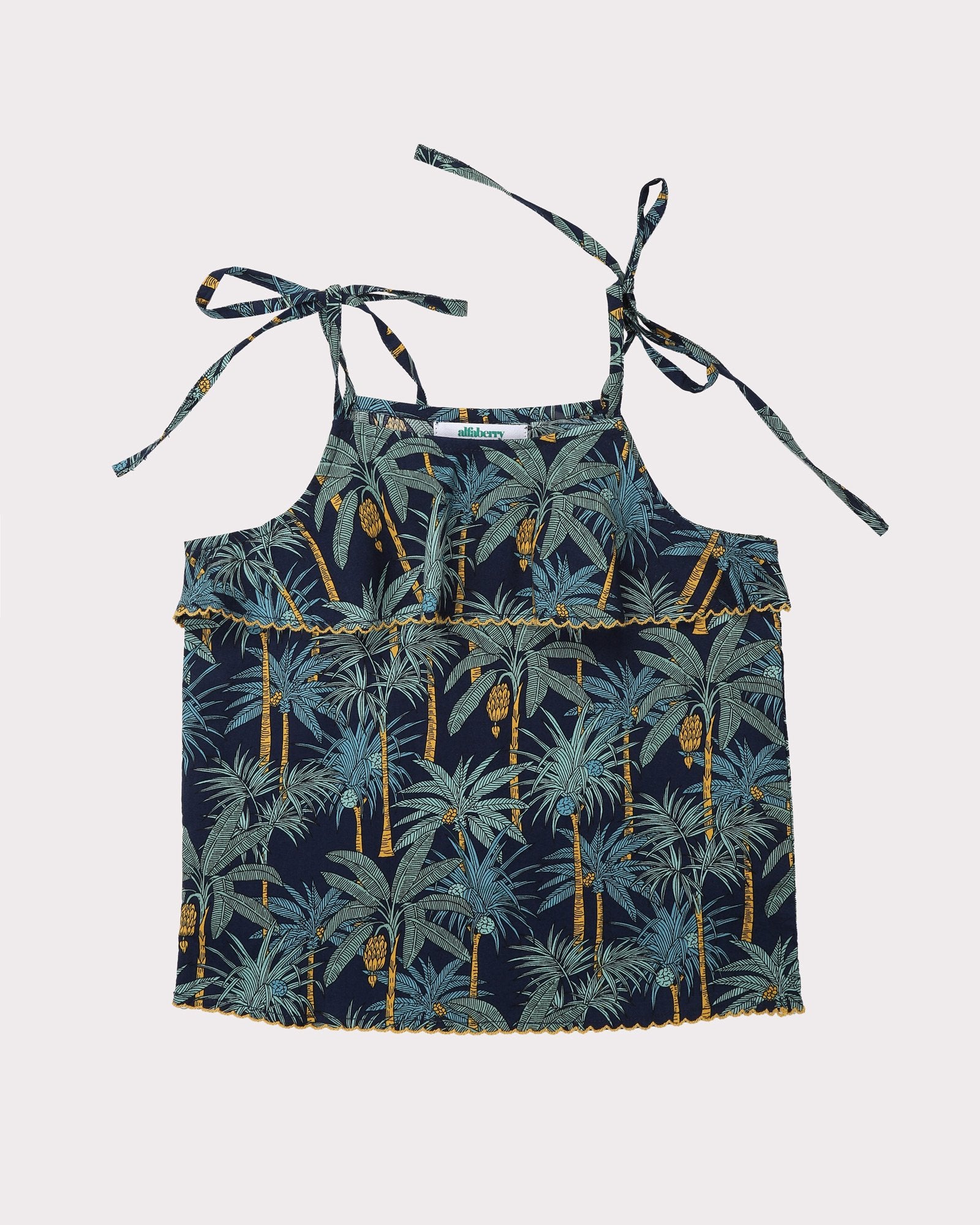 Into the Jungle Strappy Top In Navy Front