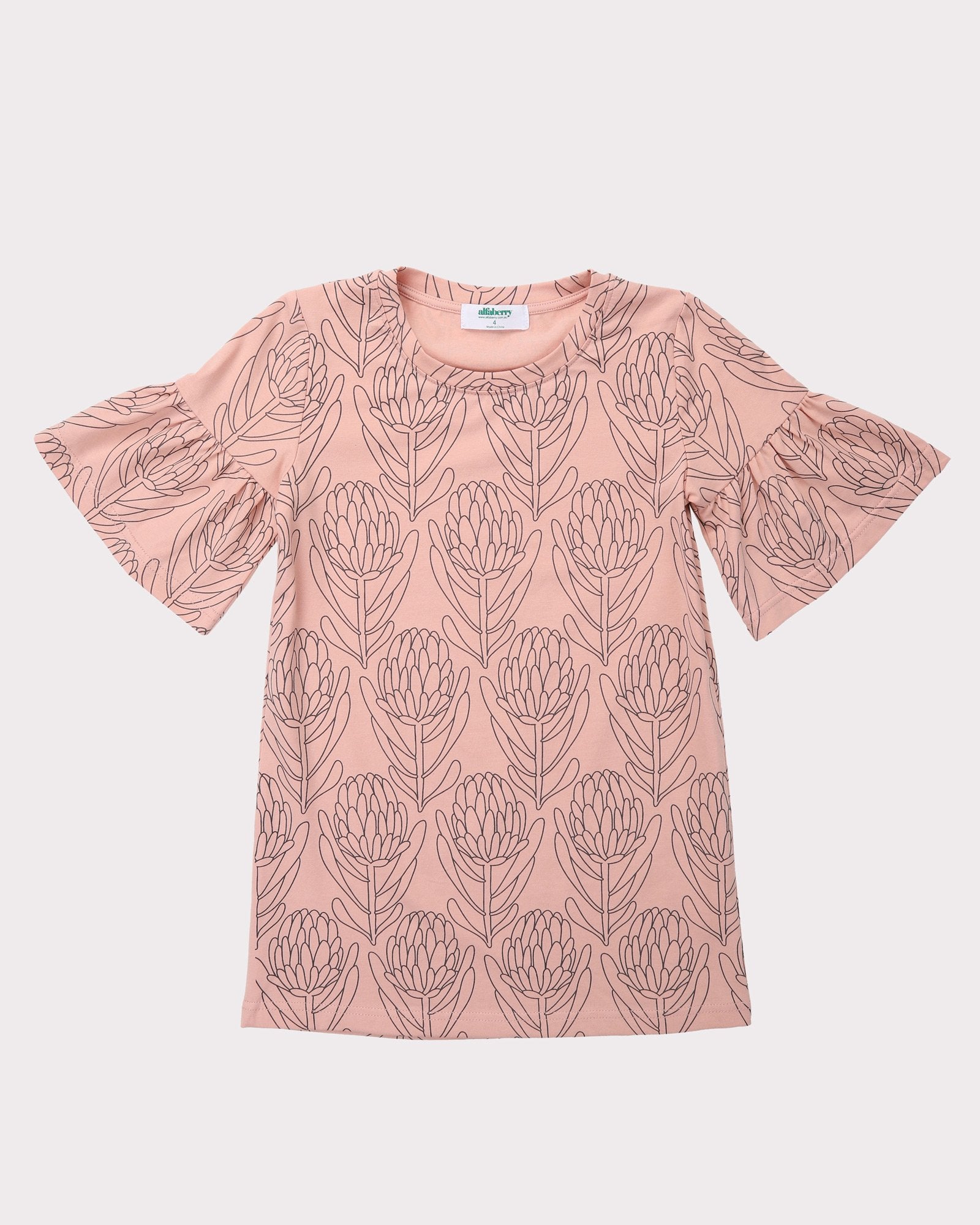 Waratah Tee Dress In Dust Front