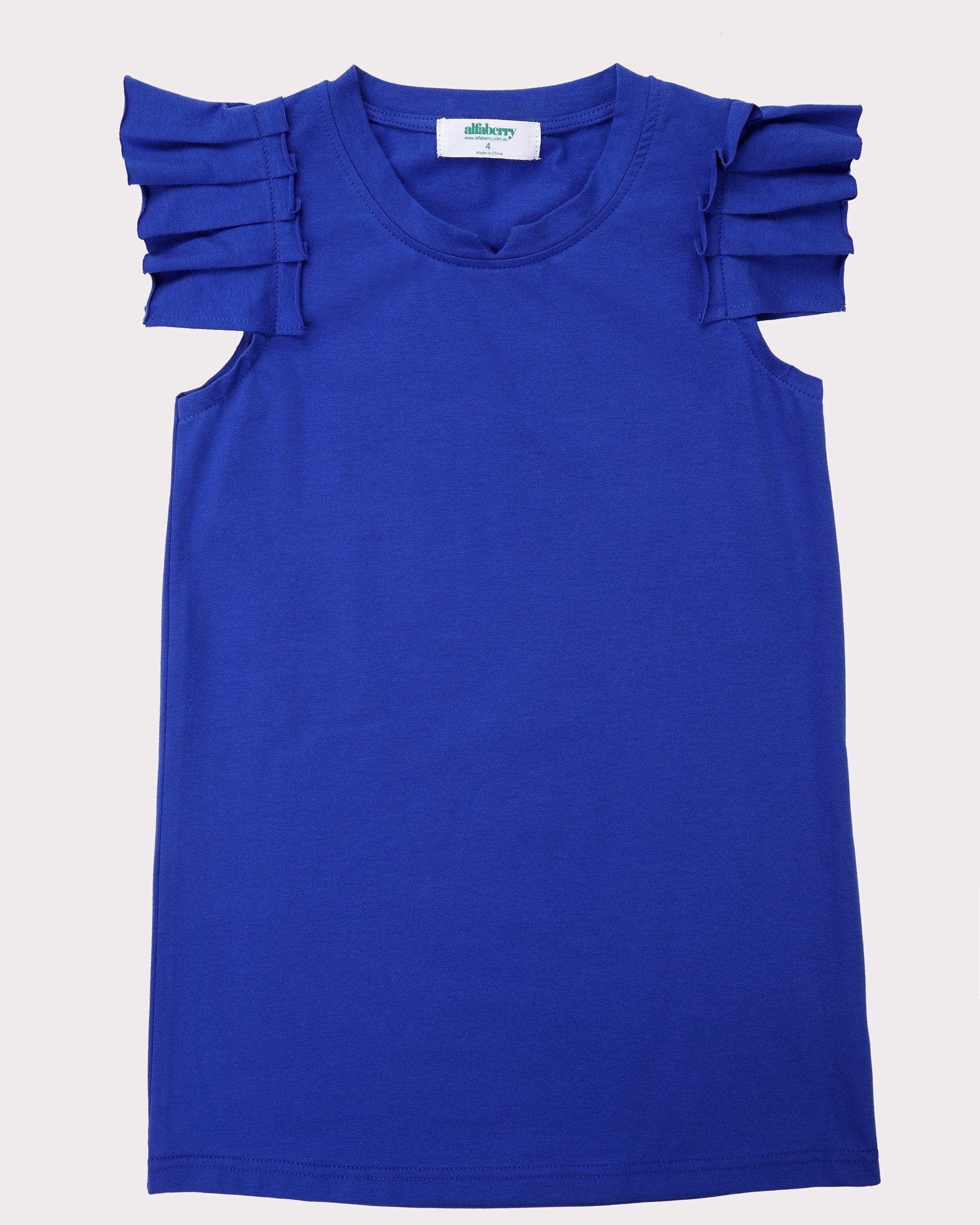 Pleated Sleeve Dress In Cobalt Front