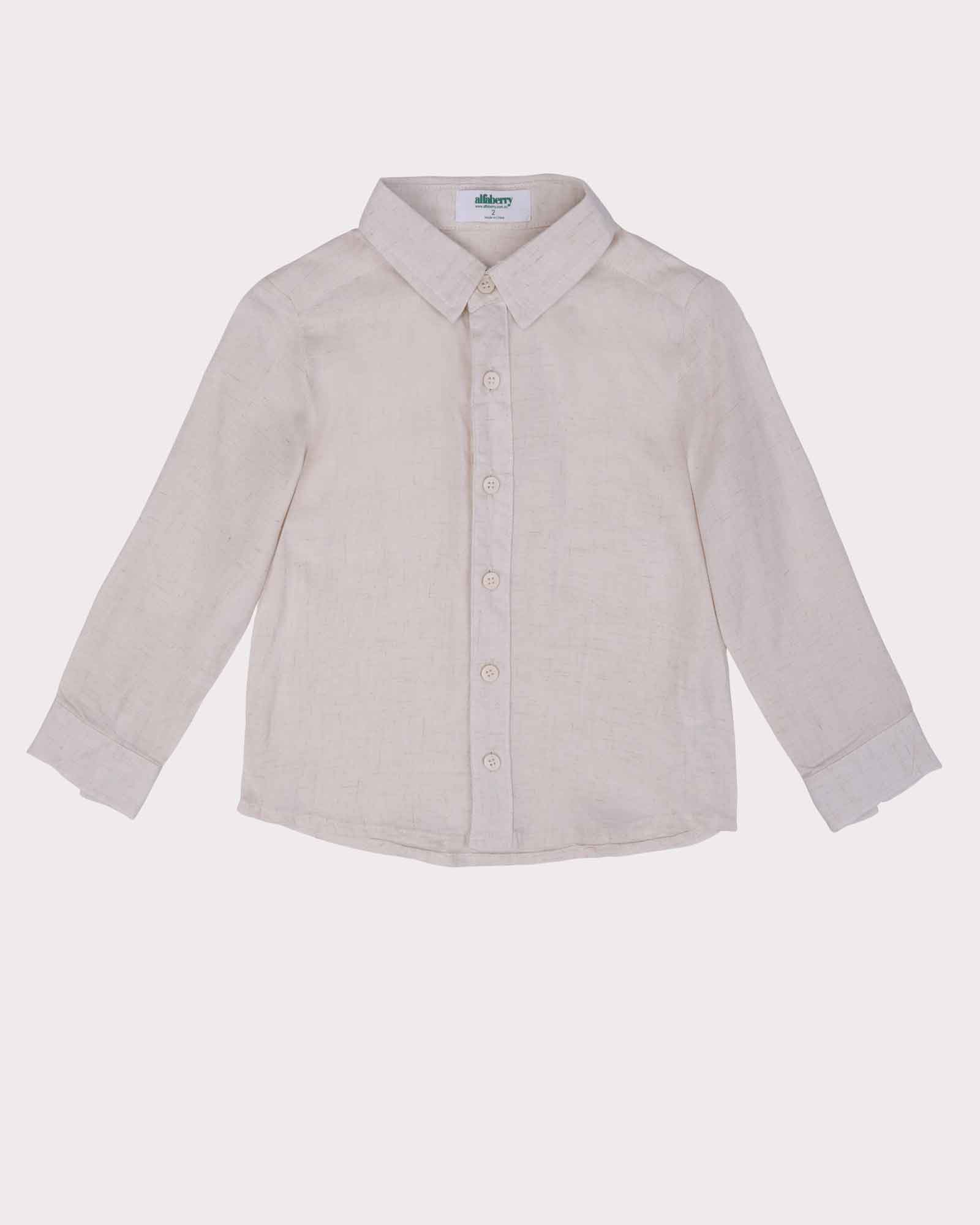 Linen Beach Shirt in Sand Front