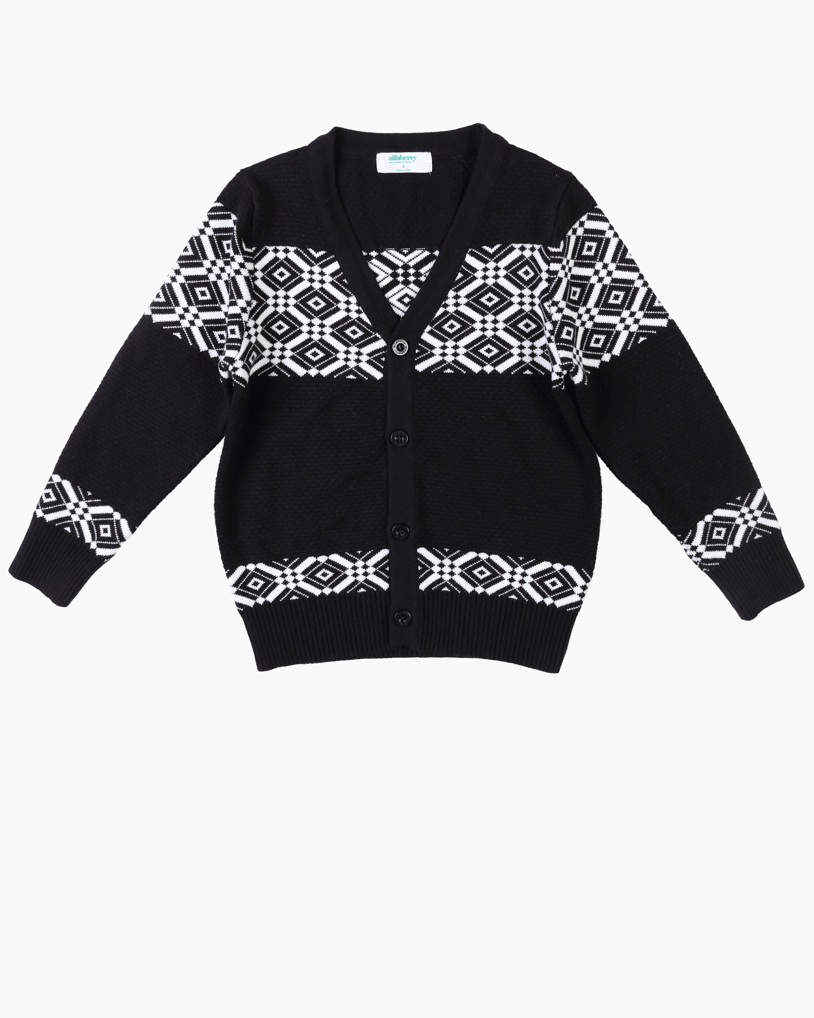 Patterned Cardi Black Front