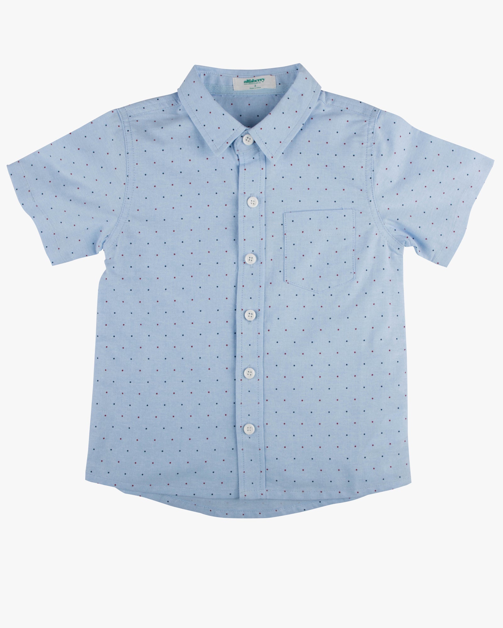 Pin Dot Print Shirt Blue