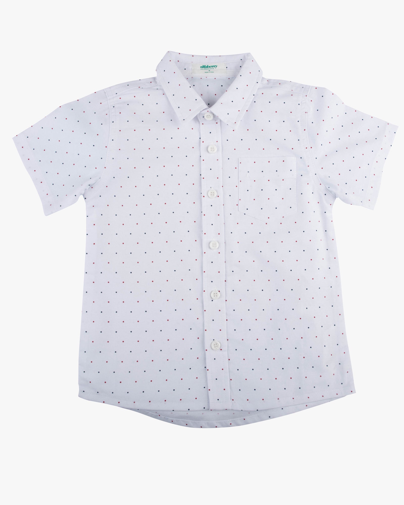 Pin Dot Print Shirt white
