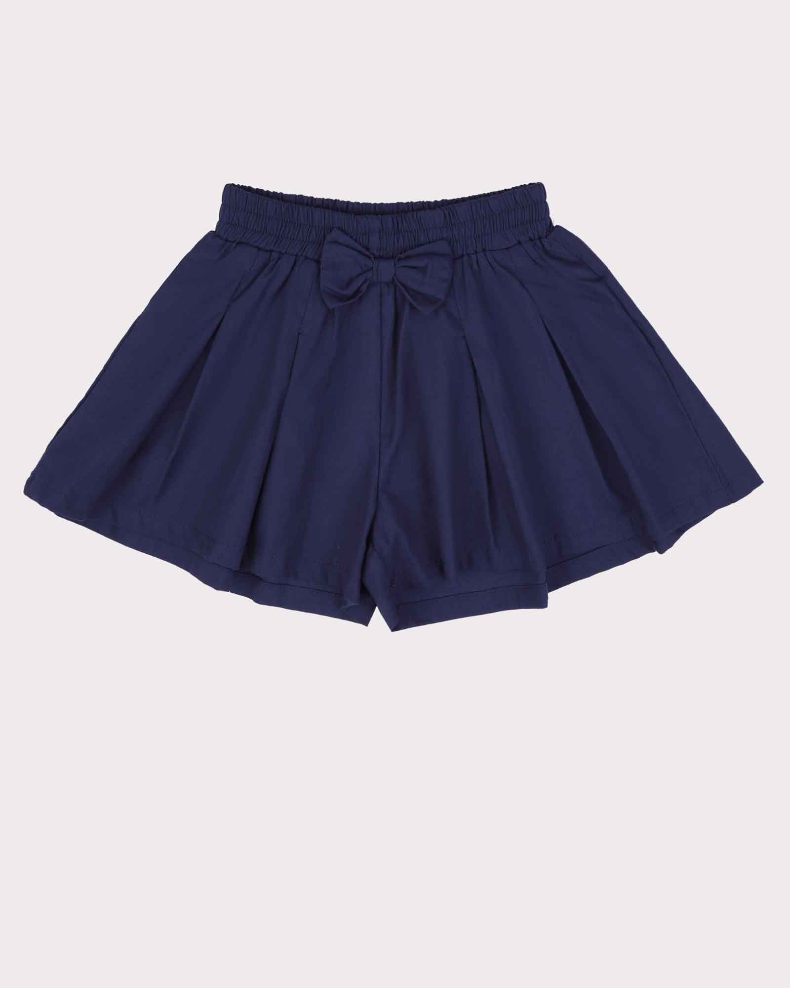 Pleated Short Block Colour in Navy Front
