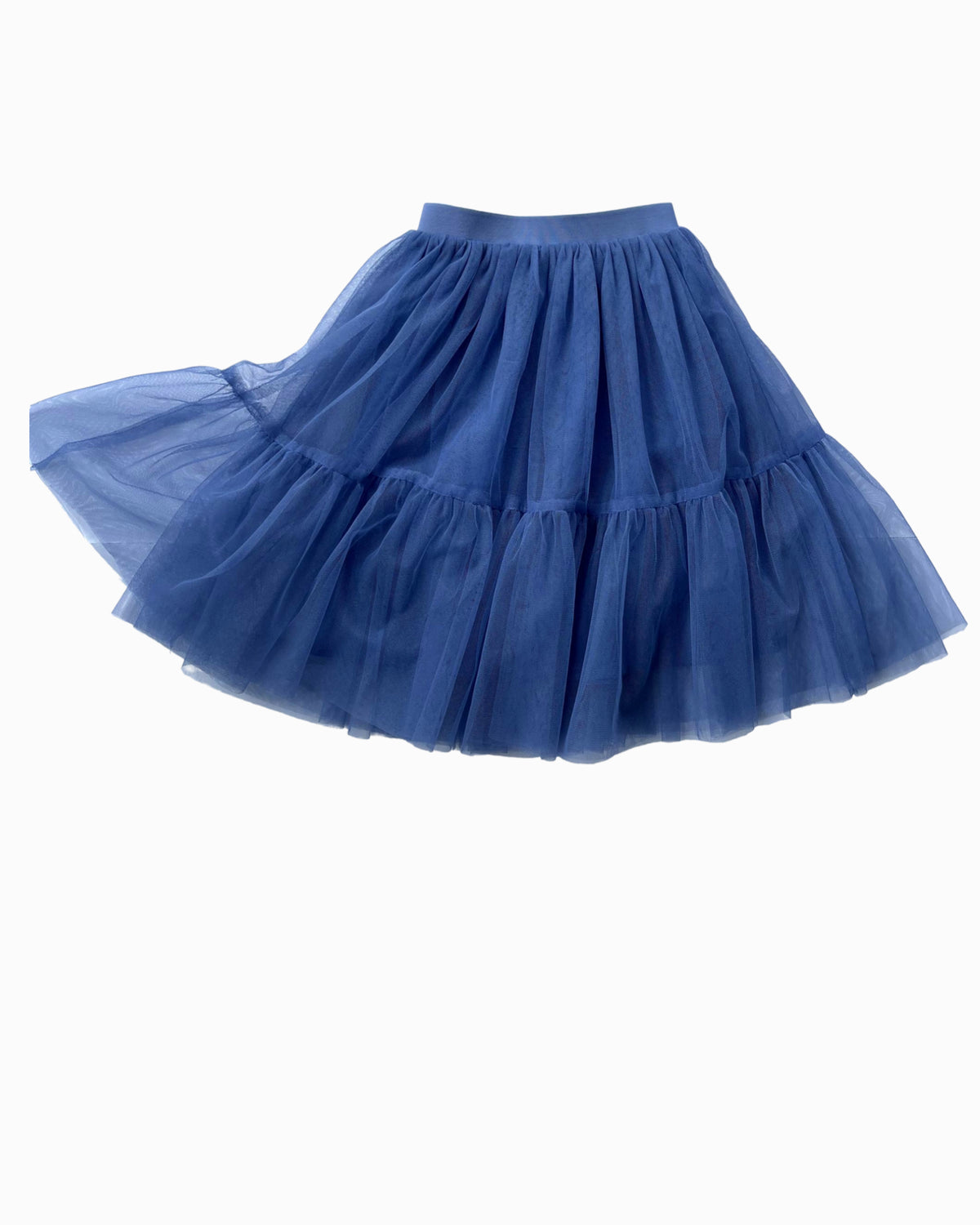 Tiered Tulle Long Skirt in Cornflower