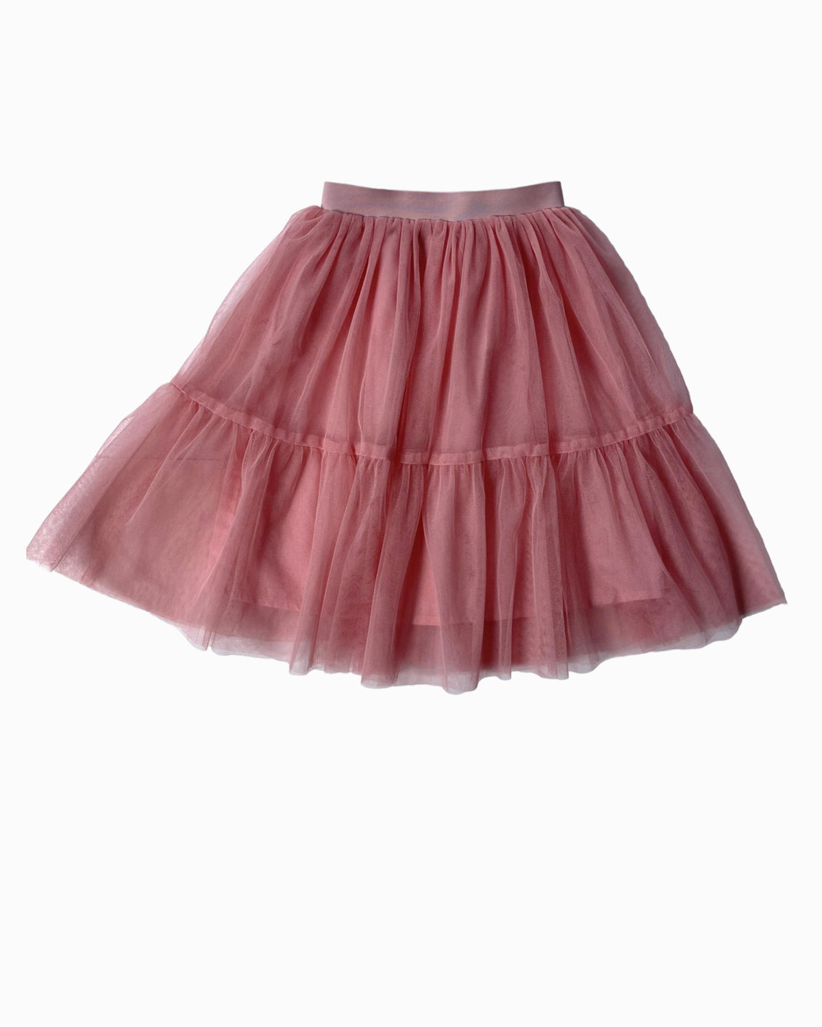 Tiered Tulle Long Skirt in Dusty Pink