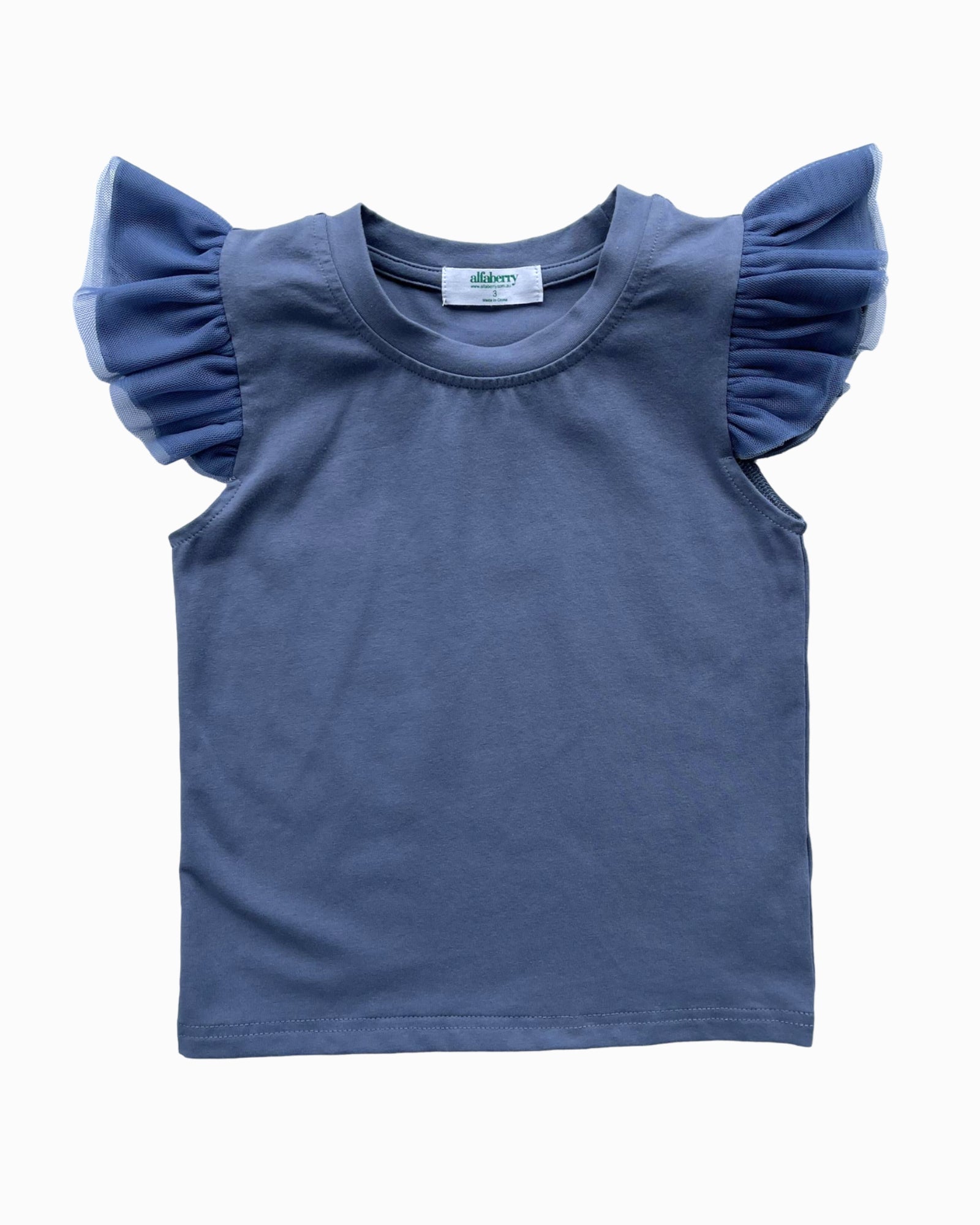 Tulle Sleeve Top in Cornflour