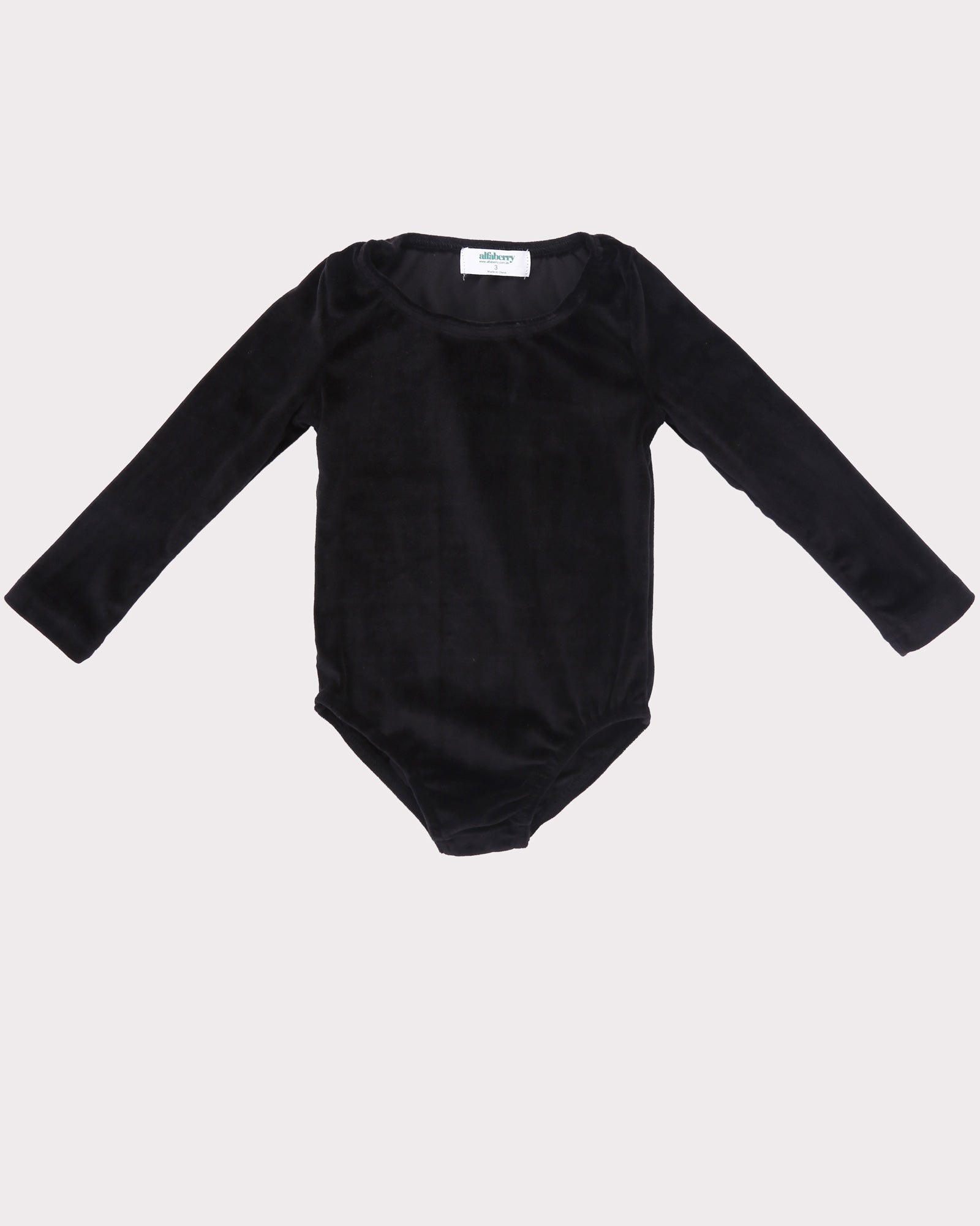 Velour Bodysuit in Black Front