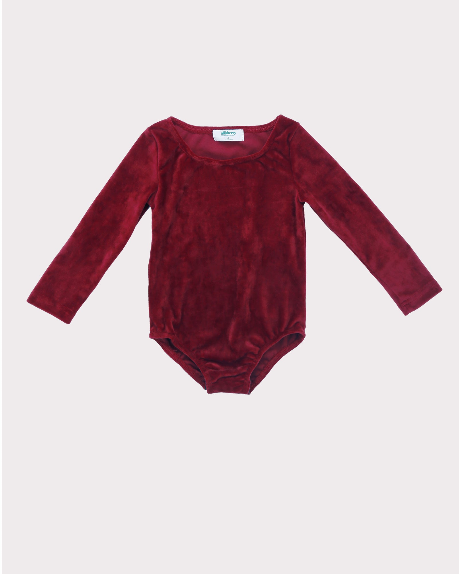 Velour Bodysuit in Ruby Front