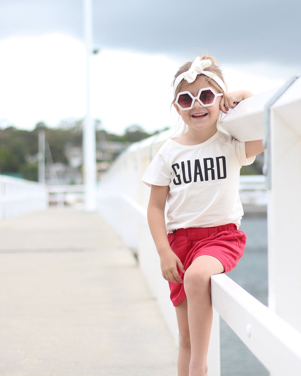 Guard Tee in Ivory on model